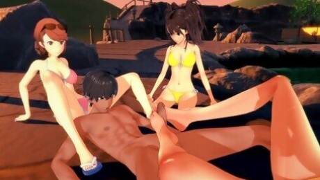 Persona - Footjob party - 3D Hentai