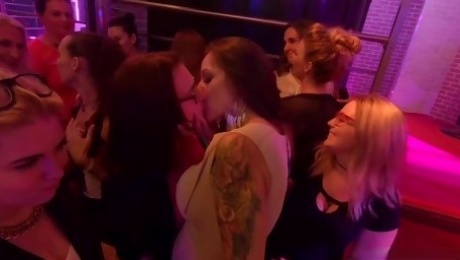 Bitchy girls are partying in the night club, getting and having group sex adventures